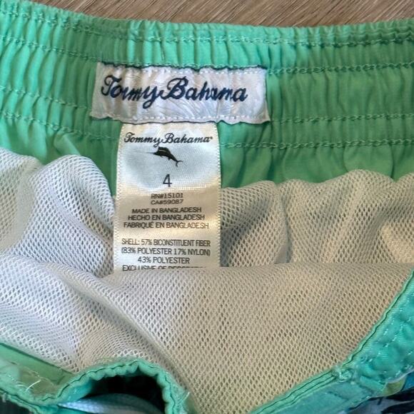 Tommy Bahama Boys Swim Trunks Size 4 Tropical Island Green Blue Board Shorts - Picture 5 of 7